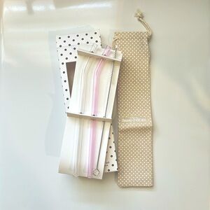 NWT Sephora Hydrate! 2-piece Reusable Glass Straw Set in Clear and Pink